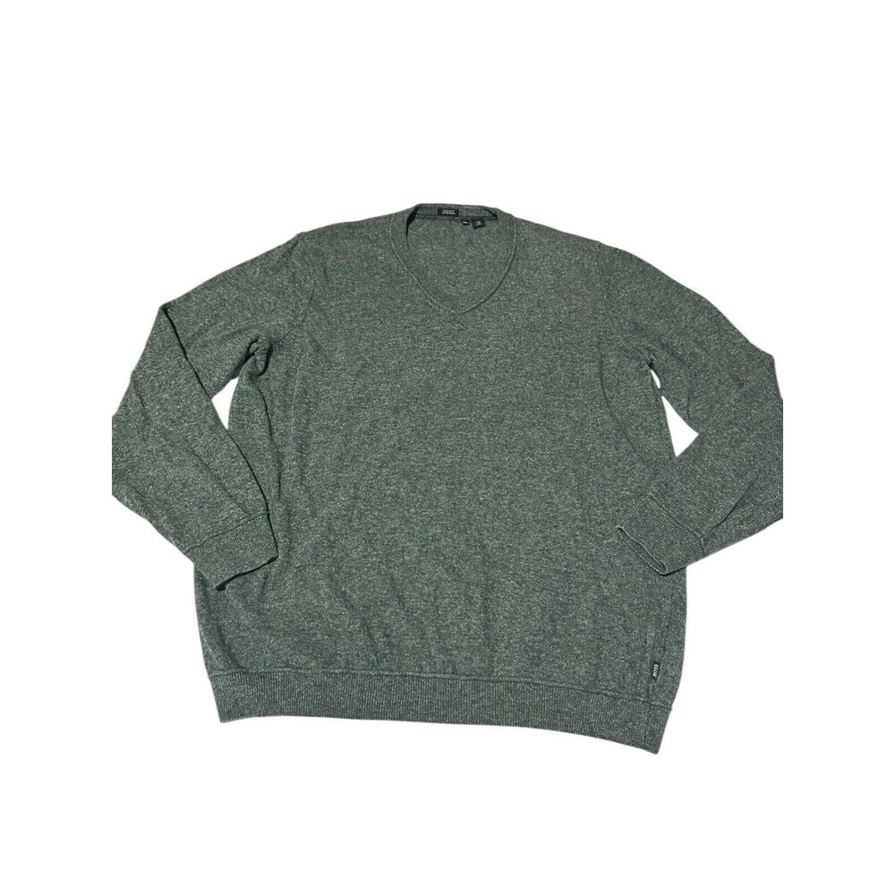 Hugo‎ Boss Sweater Mens XXL Green V-Neck Wool & Cotten Blend Lightweight #CD15-5